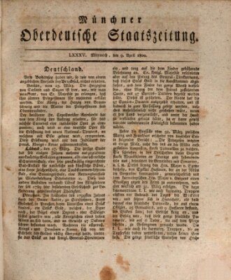 Münchner oberdeutsche Staatszeitung (Süddeutsche Presse) Mittwoch 9. April 1800