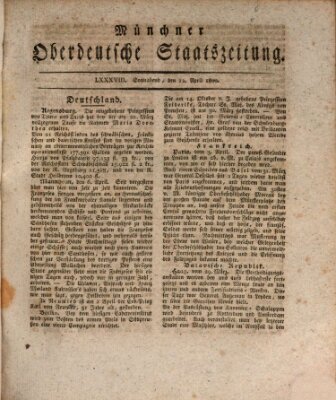 Münchner oberdeutsche Staatszeitung (Süddeutsche Presse) Samstag 12. April 1800