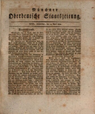 Münchner oberdeutsche Staatszeitung (Süddeutsche Presse) Donnerstag 24. April 1800