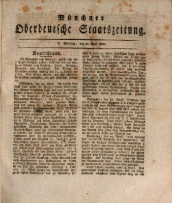 Münchner oberdeutsche Staatszeitung (Süddeutsche Presse) Montag 28. April 1800