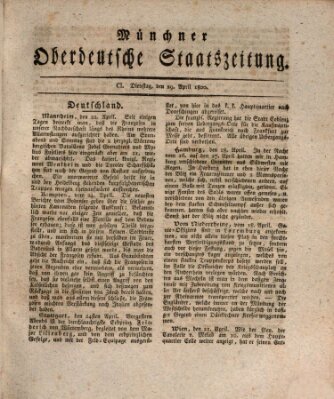 Münchner oberdeutsche Staatszeitung (Süddeutsche Presse) Dienstag 29. April 1800