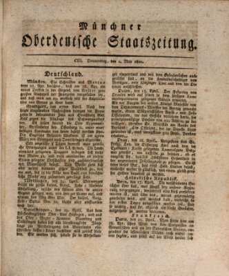 Münchner oberdeutsche Staatszeitung (Süddeutsche Presse) Donnerstag 1. Mai 1800