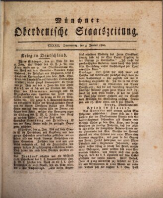 Münchner oberdeutsche Staatszeitung (Süddeutsche Presse) Donnerstag 5. Juni 1800