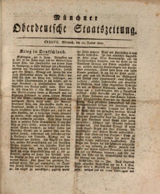 Münchner oberdeutsche Staatszeitung (Süddeutsche Presse) Mittwoch 11. Juni 1800