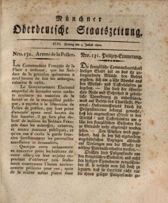 Münchner oberdeutsche Staatszeitung (Süddeutsche Presse) Freitag 4. Juli 1800