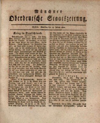 Münchner oberdeutsche Staatszeitung (Süddeutsche Presse) Samstag 19. Juli 1800