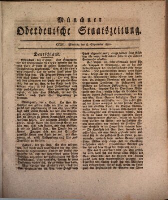 Münchner oberdeutsche Staatszeitung (Süddeutsche Presse) Montag 8. September 1800