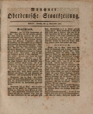 Münchner oberdeutsche Staatszeitung (Süddeutsche Presse) Dienstag 23. September 1800