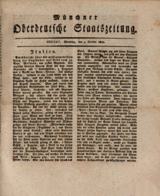 Münchner oberdeutsche Staatszeitung (Süddeutsche Presse) Sonntag 5. Oktober 1800