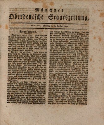 Münchner oberdeutsche Staatszeitung (Süddeutsche Presse) Montag 6. Oktober 1800