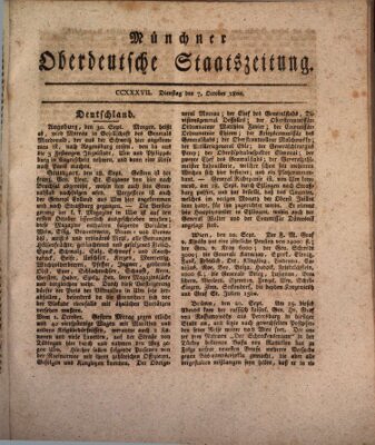 Münchner oberdeutsche Staatszeitung (Süddeutsche Presse) Dienstag 7. Oktober 1800