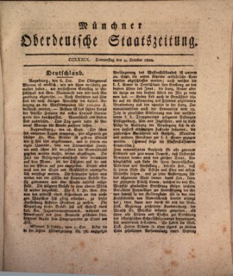 Münchner oberdeutsche Staatszeitung (Süddeutsche Presse) Donnerstag 9. Oktober 1800