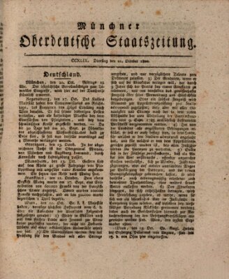 Münchner oberdeutsche Staatszeitung (Süddeutsche Presse) Dienstag 21. Oktober 1800