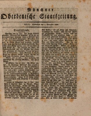 Münchner oberdeutsche Staatszeitung (Süddeutsche Presse) Samstag 1. November 1800