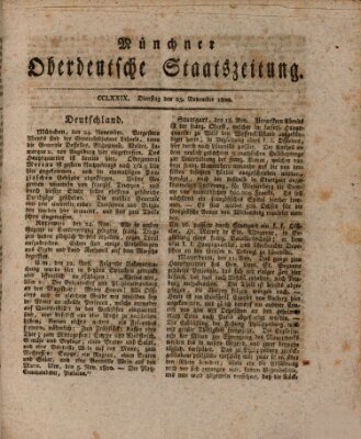 Münchner oberdeutsche Staatszeitung (Süddeutsche Presse) Dienstag 25. November 1800