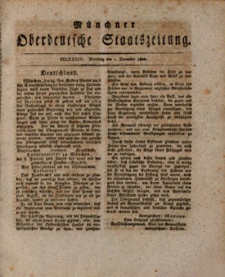 Münchner oberdeutsche Staatszeitung (Süddeutsche Presse) Montag 1. Dezember 1800