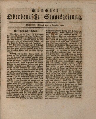 Münchner oberdeutsche Staatszeitung (Süddeutsche Presse) Mittwoch 17. Dezember 1800