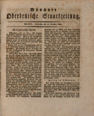 Münchner oberdeutsche Staatszeitung (Süddeutsche Presse) Donnerstag 18. Dezember 1800