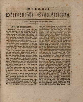 Münchner oberdeutsche Staatszeitung (Süddeutsche Presse) Montag 22. Dezember 1800