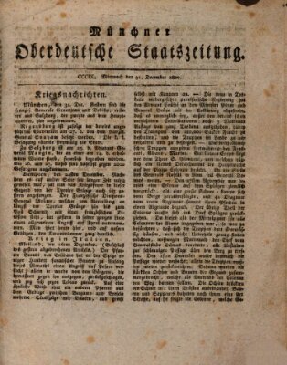 Münchner oberdeutsche Staatszeitung (Süddeutsche Presse) Mittwoch 31. Dezember 1800