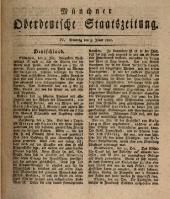 Münchner oberdeutsche Staatszeitung (Süddeutsche Presse) Montag 5. Januar 1801