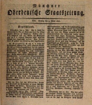 Münchner oberdeutsche Staatszeitung (Süddeutsche Presse) Freitag 9. Januar 1801