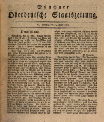 Münchner oberdeutsche Staatszeitung (Süddeutsche Presse) Dienstag 13. Januar 1801