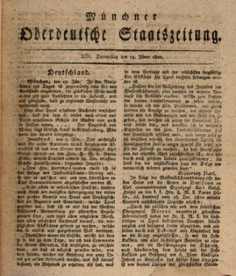 Münchner oberdeutsche Staatszeitung (Süddeutsche Presse) Donnerstag 15. Januar 1801