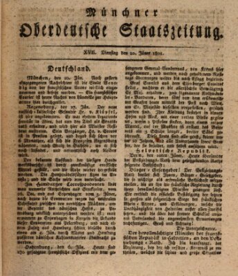 Münchner oberdeutsche Staatszeitung (Süddeutsche Presse) Dienstag 20. Januar 1801