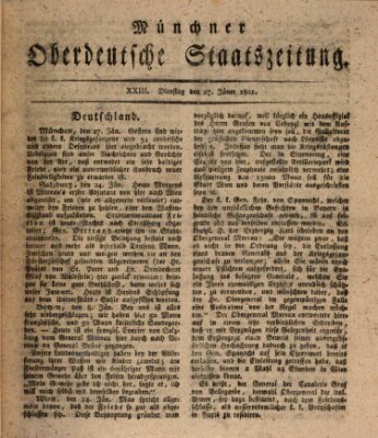 Münchner oberdeutsche Staatszeitung (Süddeutsche Presse) Dienstag 27. Januar 1801