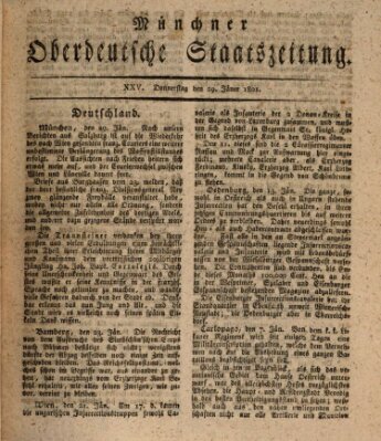 Münchner oberdeutsche Staatszeitung (Süddeutsche Presse) Donnerstag 29. Januar 1801