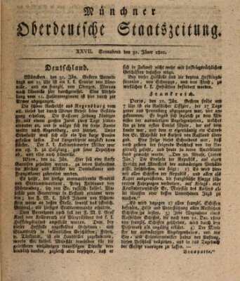 Münchner oberdeutsche Staatszeitung (Süddeutsche Presse) Samstag 31. Januar 1801