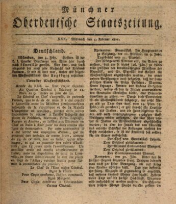 Münchner oberdeutsche Staatszeitung (Süddeutsche Presse) Mittwoch 4. Februar 1801