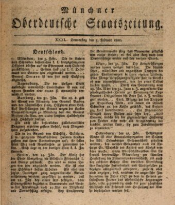 Münchner oberdeutsche Staatszeitung (Süddeutsche Presse) Donnerstag 5. Februar 1801