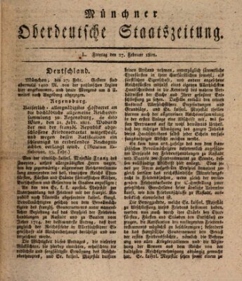 Münchner oberdeutsche Staatszeitung (Süddeutsche Presse) Freitag 27. Februar 1801