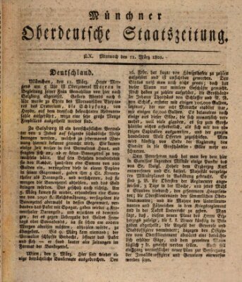 Münchner oberdeutsche Staatszeitung (Süddeutsche Presse) Mittwoch 11. März 1801