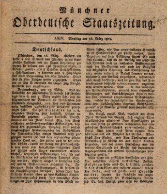 Münchner oberdeutsche Staatszeitung (Süddeutsche Presse) Montag 16. März 1801