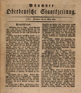 Münchner oberdeutsche Staatszeitung (Süddeutsche Presse) Samstag 21. März 1801