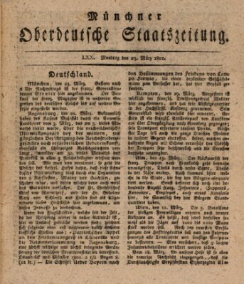 Münchner oberdeutsche Staatszeitung (Süddeutsche Presse) Montag 23. März 1801