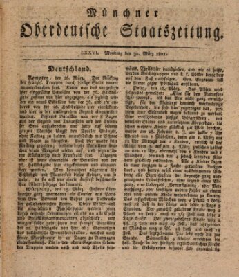 Münchner oberdeutsche Staatszeitung (Süddeutsche Presse) Montag 30. März 1801