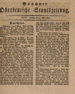 Münchner oberdeutsche Staatszeitung (Süddeutsche Presse) Dienstag 31. März 1801