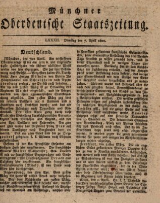 Münchner oberdeutsche Staatszeitung (Süddeutsche Presse) Dienstag 7. April 1801