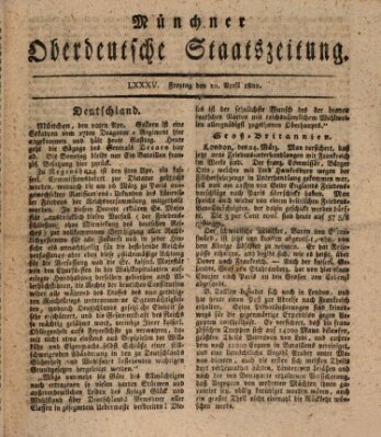 Münchner oberdeutsche Staatszeitung (Süddeutsche Presse) Freitag 10. April 1801