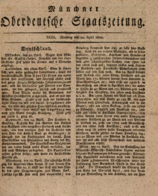 Münchner oberdeutsche Staatszeitung (Süddeutsche Presse) Montag 20. April 1801