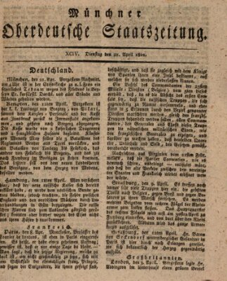 Münchner oberdeutsche Staatszeitung (Süddeutsche Presse) Dienstag 21. April 1801