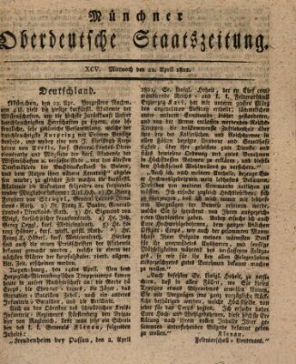 Münchner oberdeutsche Staatszeitung (Süddeutsche Presse) Mittwoch 22. April 1801