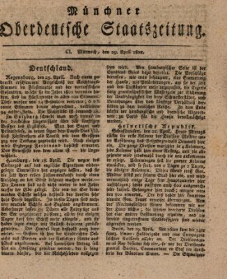 Münchner oberdeutsche Staatszeitung (Süddeutsche Presse) Mittwoch 29. April 1801