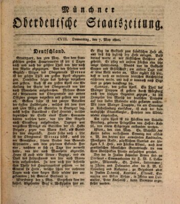 Münchner oberdeutsche Staatszeitung (Süddeutsche Presse) Donnerstag 7. Mai 1801