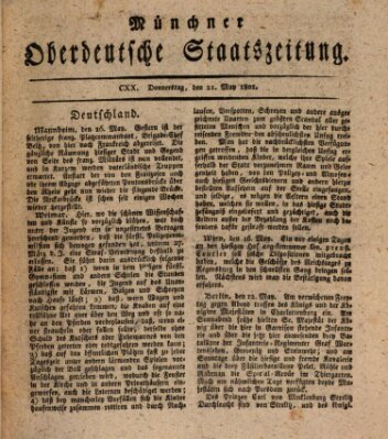 Münchner oberdeutsche Staatszeitung (Süddeutsche Presse) Donnerstag 21. Mai 1801