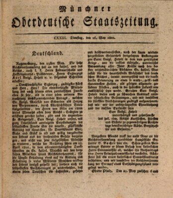 Münchner oberdeutsche Staatszeitung (Süddeutsche Presse) Dienstag 26. Mai 1801